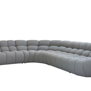 Divani Casa Yolonda - Sofá seccional curvo moderno gris claro
