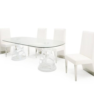 Modrest Lilly - Mesa de comedor rectangular moderna de cristal blanco y 15 mm