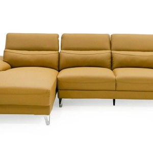 Divani Casa Sura - Sofá seccional moderno de cuero color camel con orientación izquierda