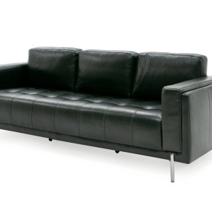 Divani Casa Schmidt - Sofá moderno de cuero negro