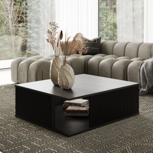 Modrest - Mesa de centro cuadrada de fresno negro Alpine Modern Mid Century