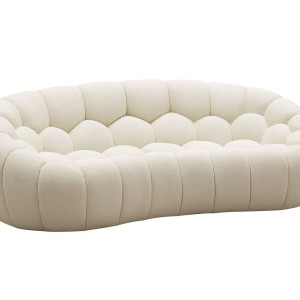 Divani Casa Yolonda - Sofá de dos plazas moderno y curvo de tela color blanquecino