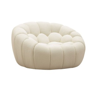 Divani Casa Yolonda - Silla moderna curvada de tela color blanco roto