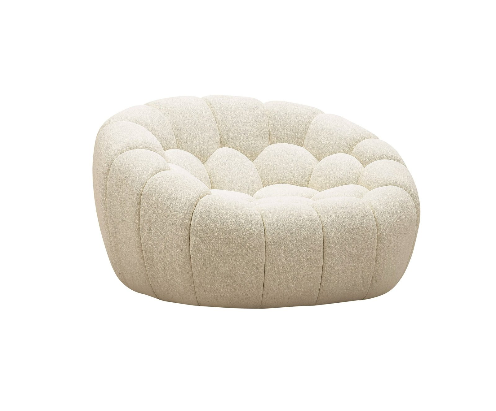 Divani Casa Yolonda - Silla moderna curvada de tela color blanco roto