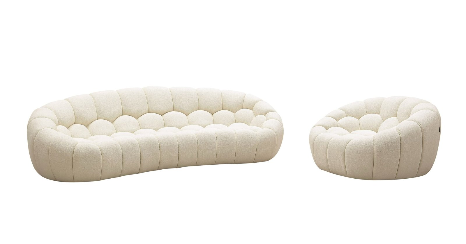 Divani Casa Yolonda - Silla moderna curvada de tela color blanco roto - Image 5