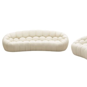 Divani Casa Yolonda - Moderno conjunto de sofás curvos de tela color blanco roto