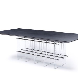 Modrest Inverness - Mesa de comedor contemporánea de roble negro + acrílico