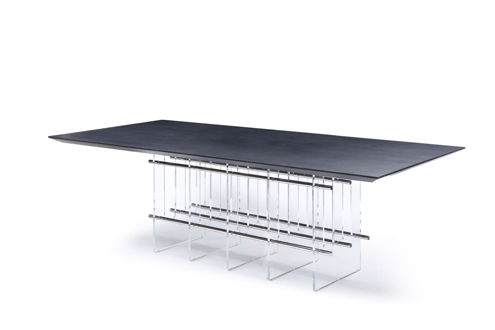 Modrest Inverness - Mesa de comedor contemporánea de roble negro + acrílico