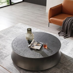 Modrest Airdrie - Mesa de centro redonda grande, moderna, gris antiguo