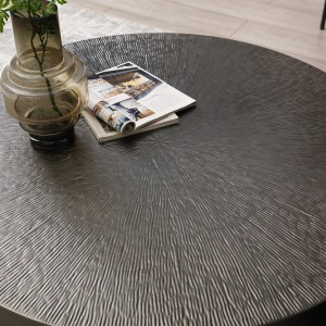 Modrest Airdrie - Juego de mesa de centro redonda gris antiguo moderno