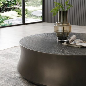 Modrest Airdrie - Mesa de centro redonda pequeña, moderna, gris antiguo