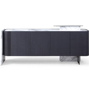 Modrest Broxburn - Buffet moderno de roble negro + mármol sintético