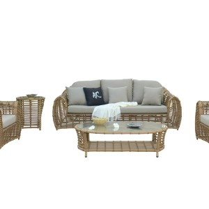 Renava Sandra - Mesa auxiliar de mimbre beige para exterior