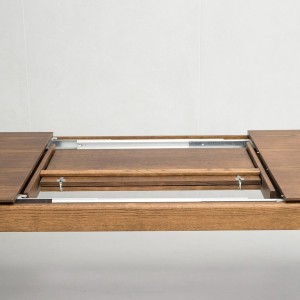 Modrest Dallas - Mesa de comedor extensible moderna de mediados de siglo de roble marrón