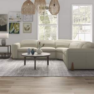 Divani Casa Conrad - Seccional moderna de tela beige con 3 sillones reclinables