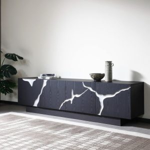 Modrest Aspen - Mueble para TV moderno en color marrón mate y plata