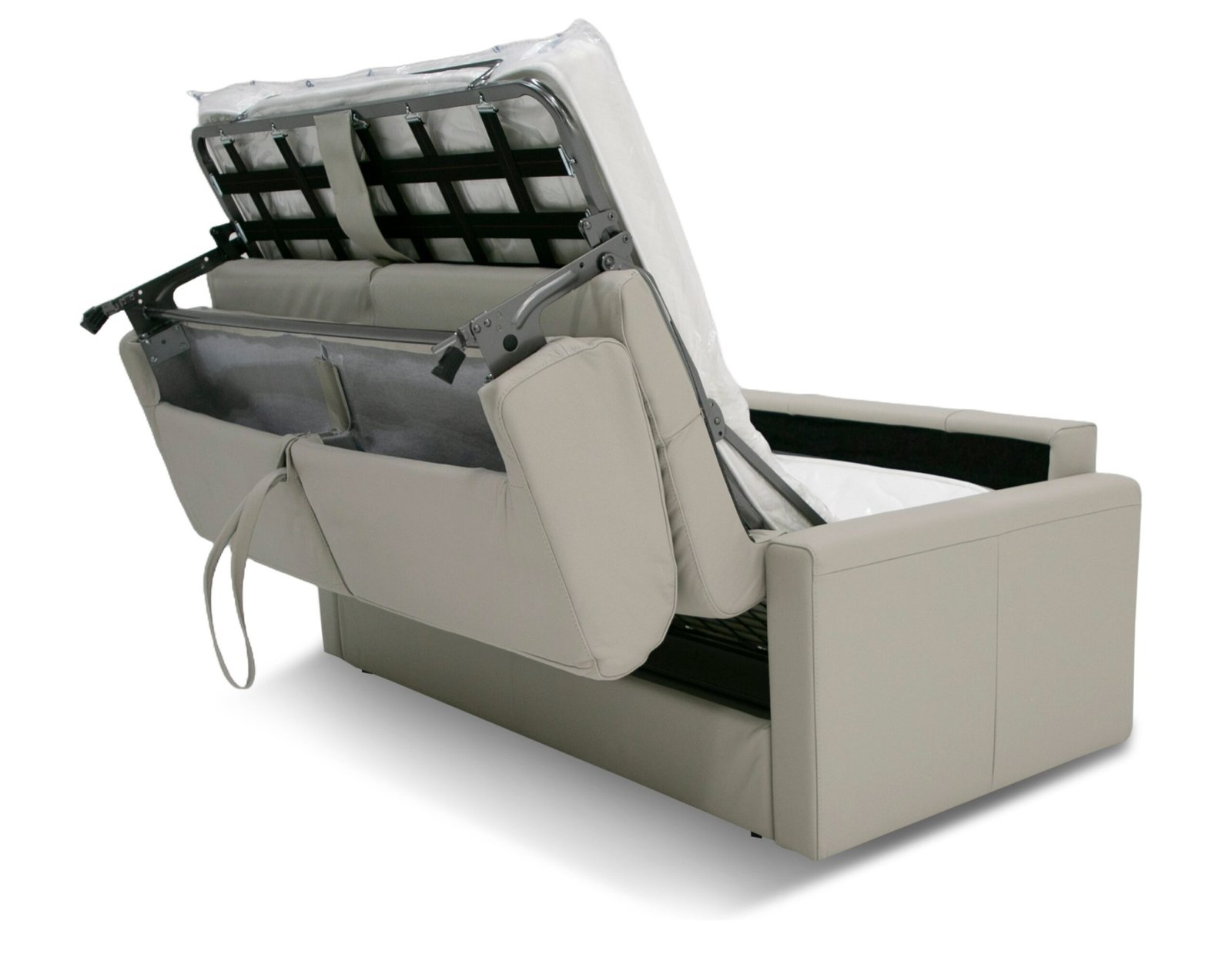 Lamod Italia Revers - Sofá cama completo italiano moderno de cuero gris claro - Image 4