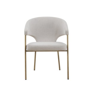 Modrest Claudine - Silla de comedor moderna de tela y latón color blanquecino