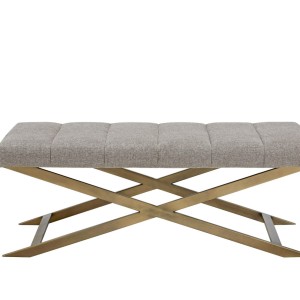 Modrest Xane - Banco contemporáneo de tela gris y latón cepillado