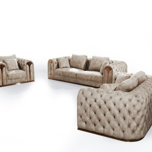 Divani Casa Dosie - Juego de sofás transicionales de terciopelo beige