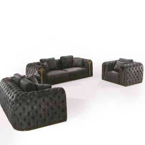 Divani Casa Dosie - Juego de sofás transicionales de terciopelo gris