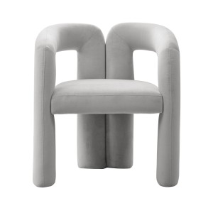 Modrest Mulgrew - Silla de comedor moderna de terciopelo gris claro