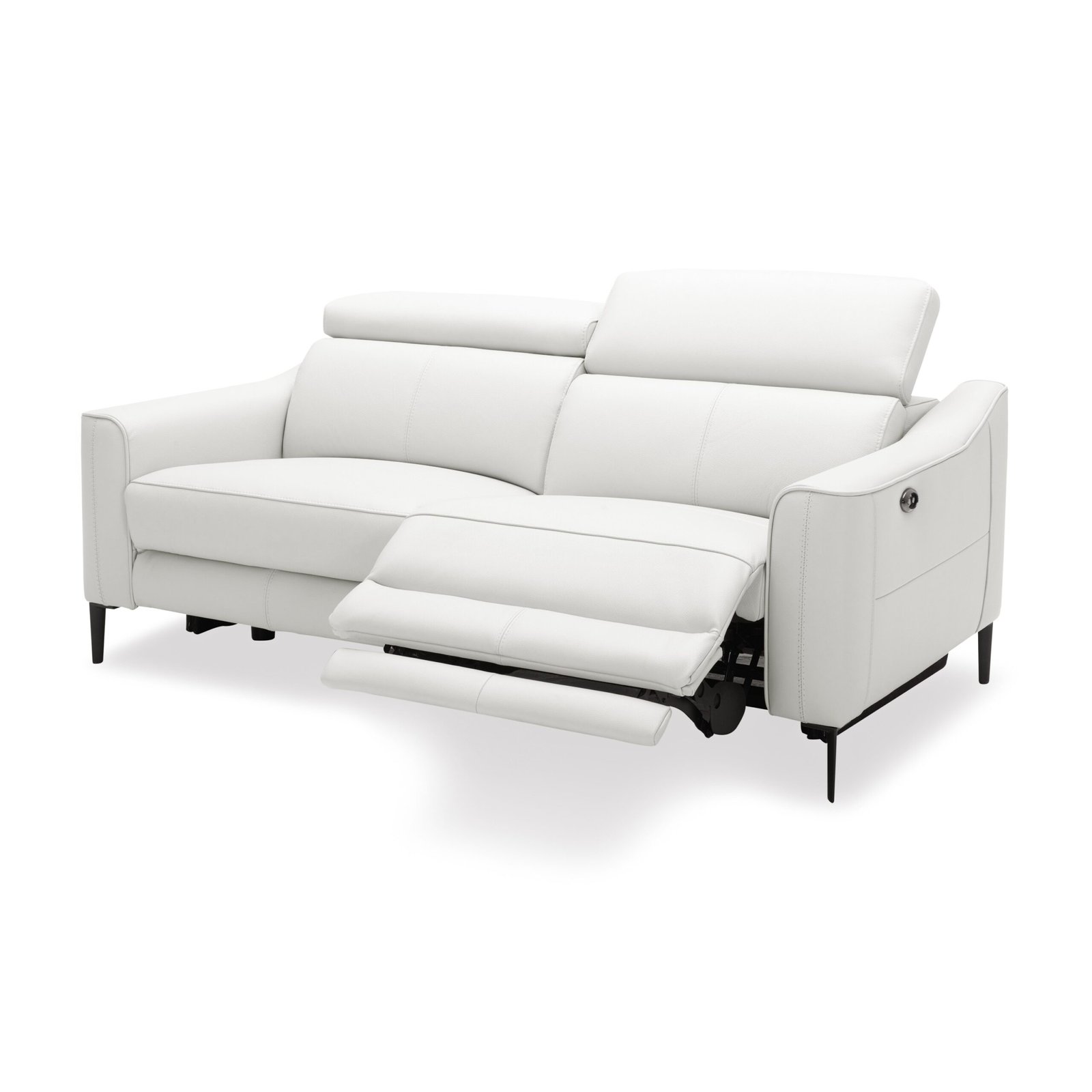 Divani Casa Eden - Sofá de dos plazas moderno de cuero blanco con 2 sillones reclinables - Image 2