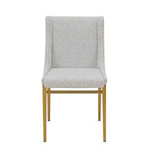 Modrest Mimi - Silla de comedor moderna de tela gris claro + silla de comedor de latón antiguo (juego de 2)