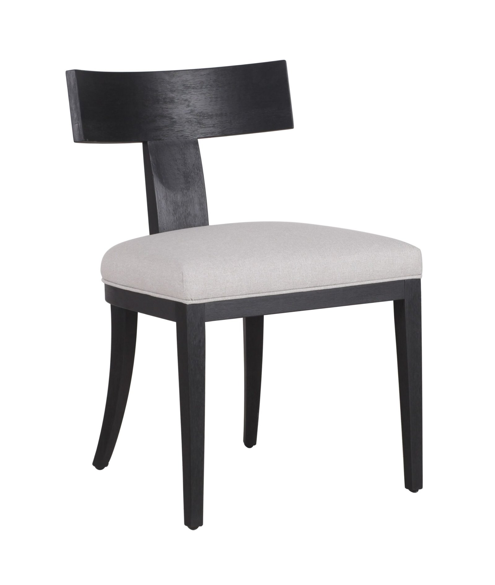 Modrest Fabien - Silla de comedor moderna de lino beige de mediados de siglo + silla de comedor de nogal negro (juego de 2)