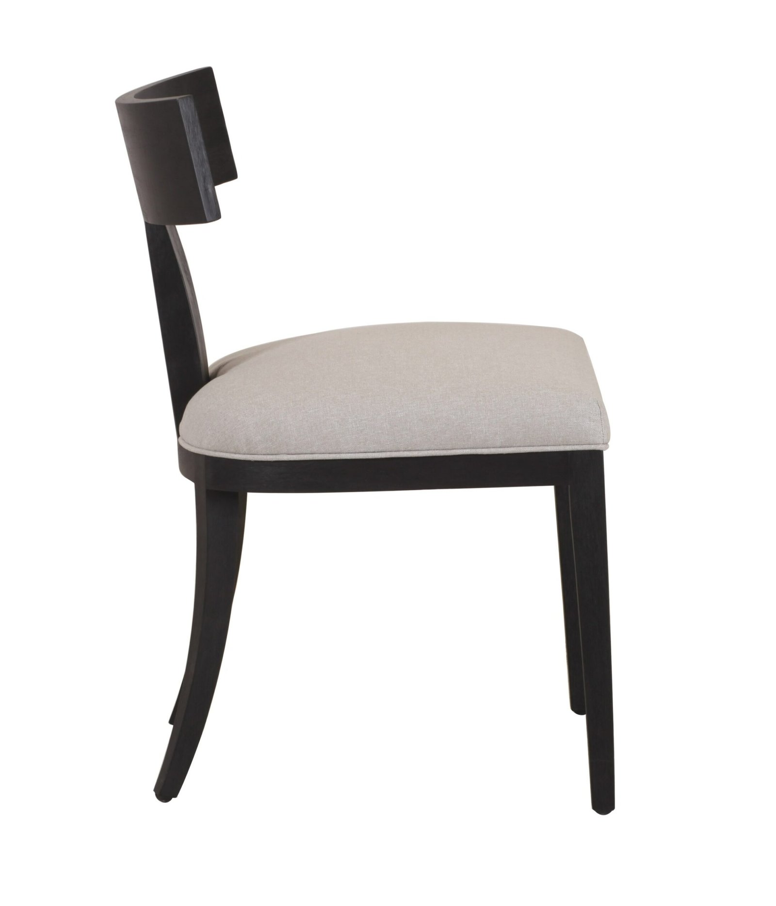 Modrest Fabien - Silla de comedor moderna de lino beige de mediados de siglo + silla de comedor de nogal negro (juego de 2) - Image 2
