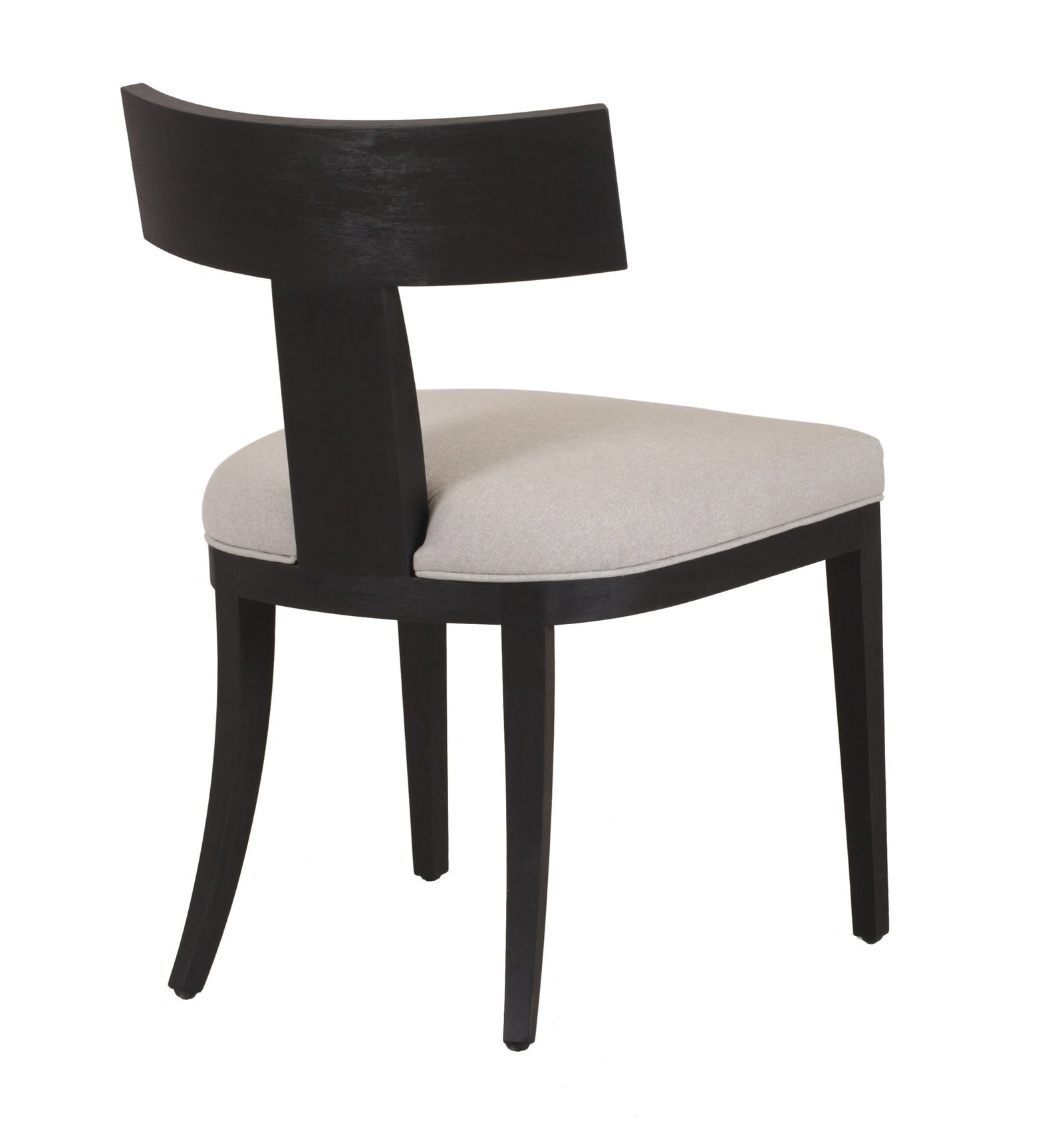 Modrest Fabien - Silla de comedor moderna de lino beige de mediados de siglo + silla de comedor de nogal negro (juego de 2) - Image 3