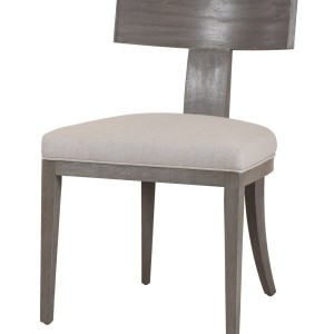 Modrest Fabien - Silla de comedor moderna de lino beige de mediados de siglo + silla de comedor gris lavado (juego de 2)