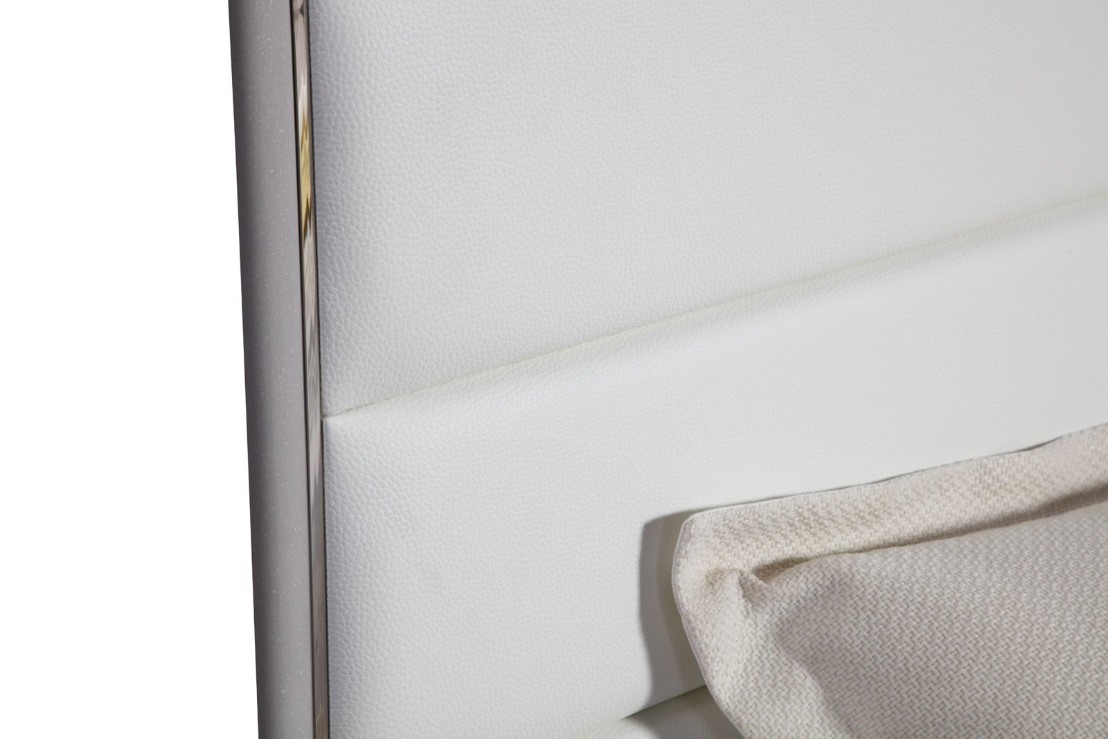 Modrest Cartier - Recámara moderna de cuero vegano blanco + acero inoxidable - Image 3