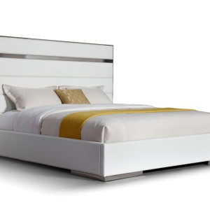 Modrest Cartier - Recámara moderna de cuero vegano blanco + acero inoxidable