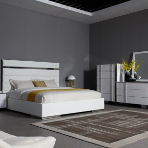 Modrest Cartier - Cómoda moderna blanca + acero inoxidable