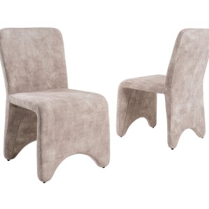 Modrest Ditka - Silla de comedor moderna de terciopelo beige (juego de 2)
