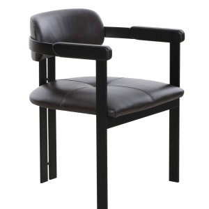 Modrst Aneta - Silla de comedor moderna de cuero marrón oscuro + negra
