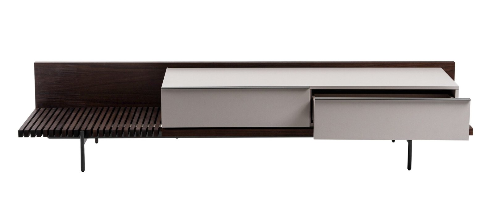 Modrest Colima - Mueble TV moderno beige mate + mueble TV nogal - Image 3