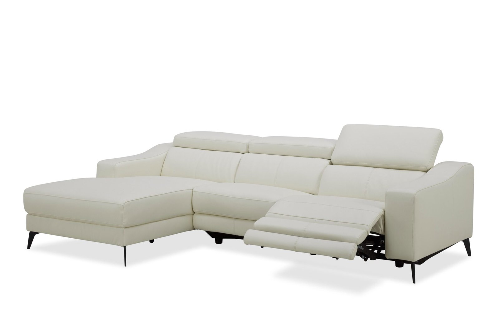 Modrest Rampart - Sofá seccional moderno de cuero blanco LAF en forma de L con 1 sillón reclinable - Image 5
