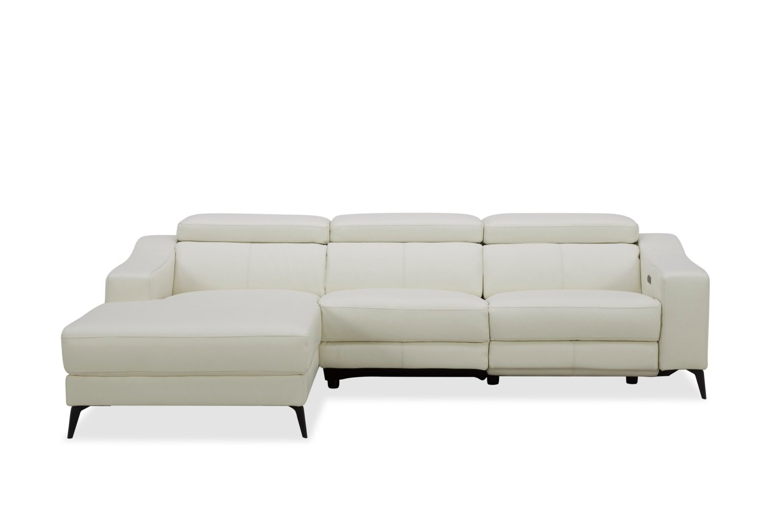 Modrest Rampart - Sofá seccional moderno de cuero blanco LAF en forma de L con 1 sillón reclinable - Image 3