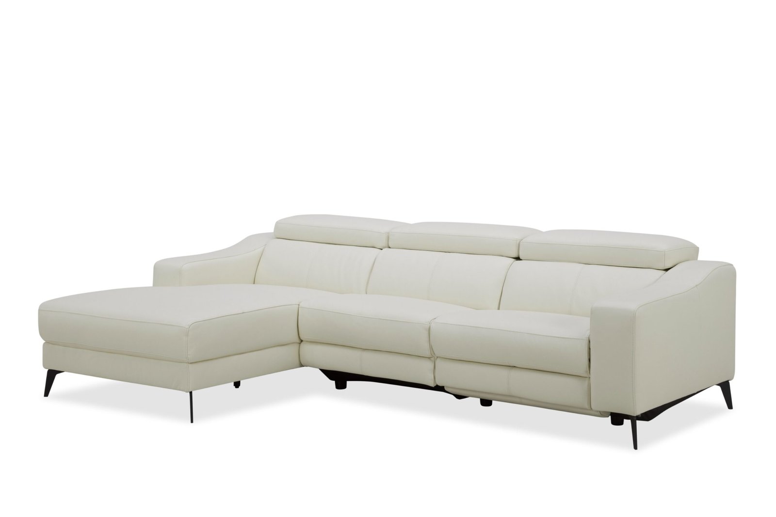 Modrest Rampart - Sofá seccional moderno de cuero blanco LAF en forma de L con 1 sillón reclinable - Image 4