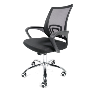 Silla Operativa E102 Mesh y Tela Color Negro base Cromada