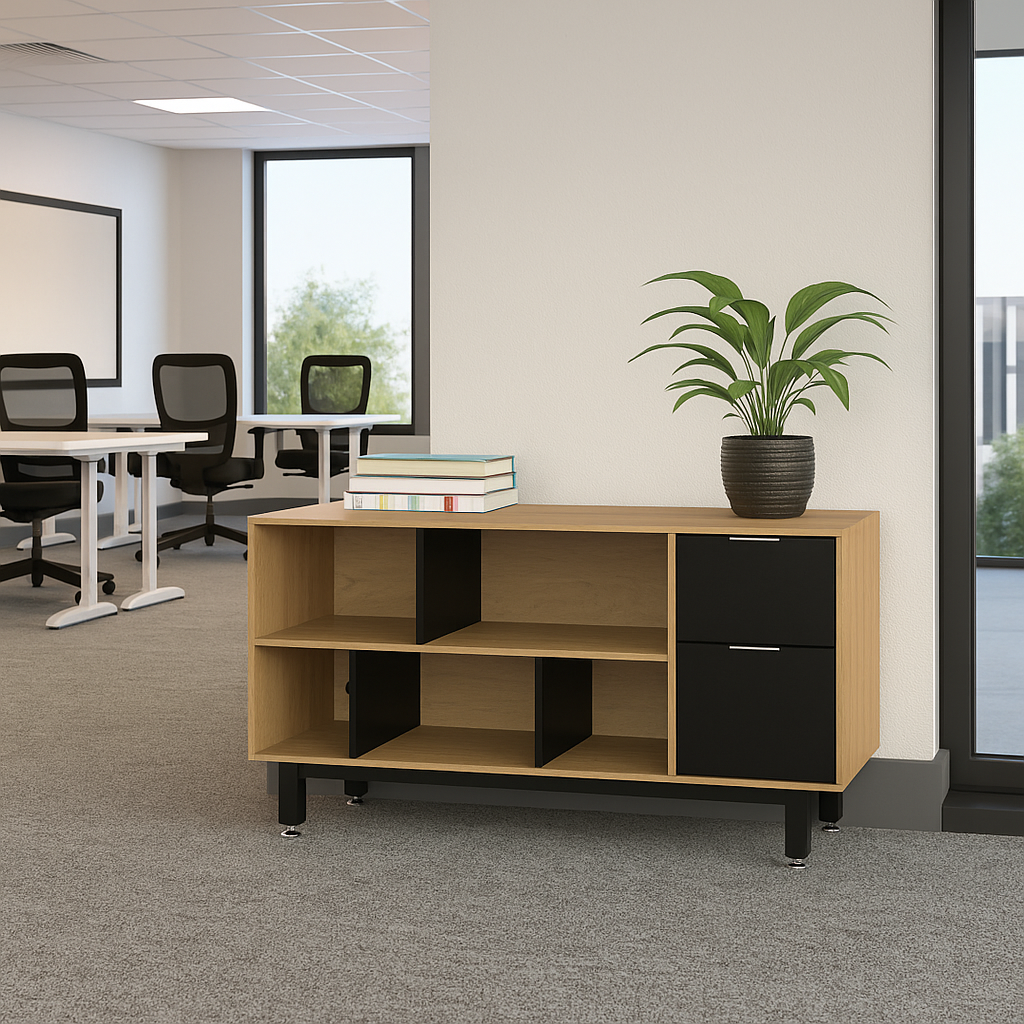 Credenza Alta con Papelera y Archivo 150 x 75 cm (Derecho)