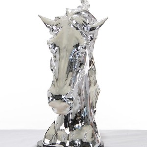 SZ0002 Escultura moderna de cabeza de caballo plateada