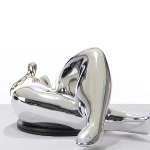 SZ0228 Escultura moderna de dama durmiendo en plata