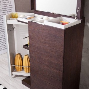 Modrest Gamma Torino - Cómoda múltiple moderna de roble bicolor con 4 cajones