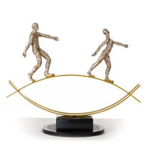 SZ0241 Escultura moderna de bronce de acróbatas y cuerda floja