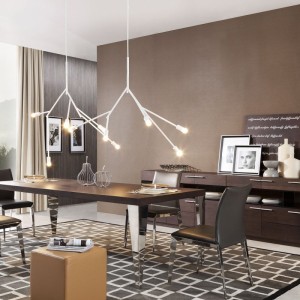 Mesa de comedor rectangular moderna de roble marrón Daytona