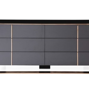 Cómoda moderna Nova Domus Cartier en negro y oro rosa