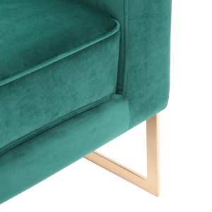 Silla decorativa Modrest Trask moderna de terciopelo verde y oro rosa